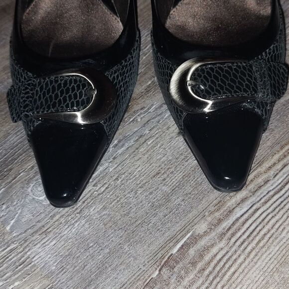 Circa Joan & David  CJdarleen   black kitten heel pointed toe Sz 7 - Picture 3 of 7